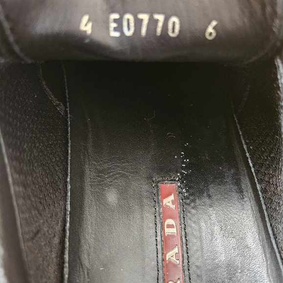 Men PRADA BLACK LUXURY LEATHER SHOES, made in Italy,  US SIZE 6.5 - Picture 7 of 7